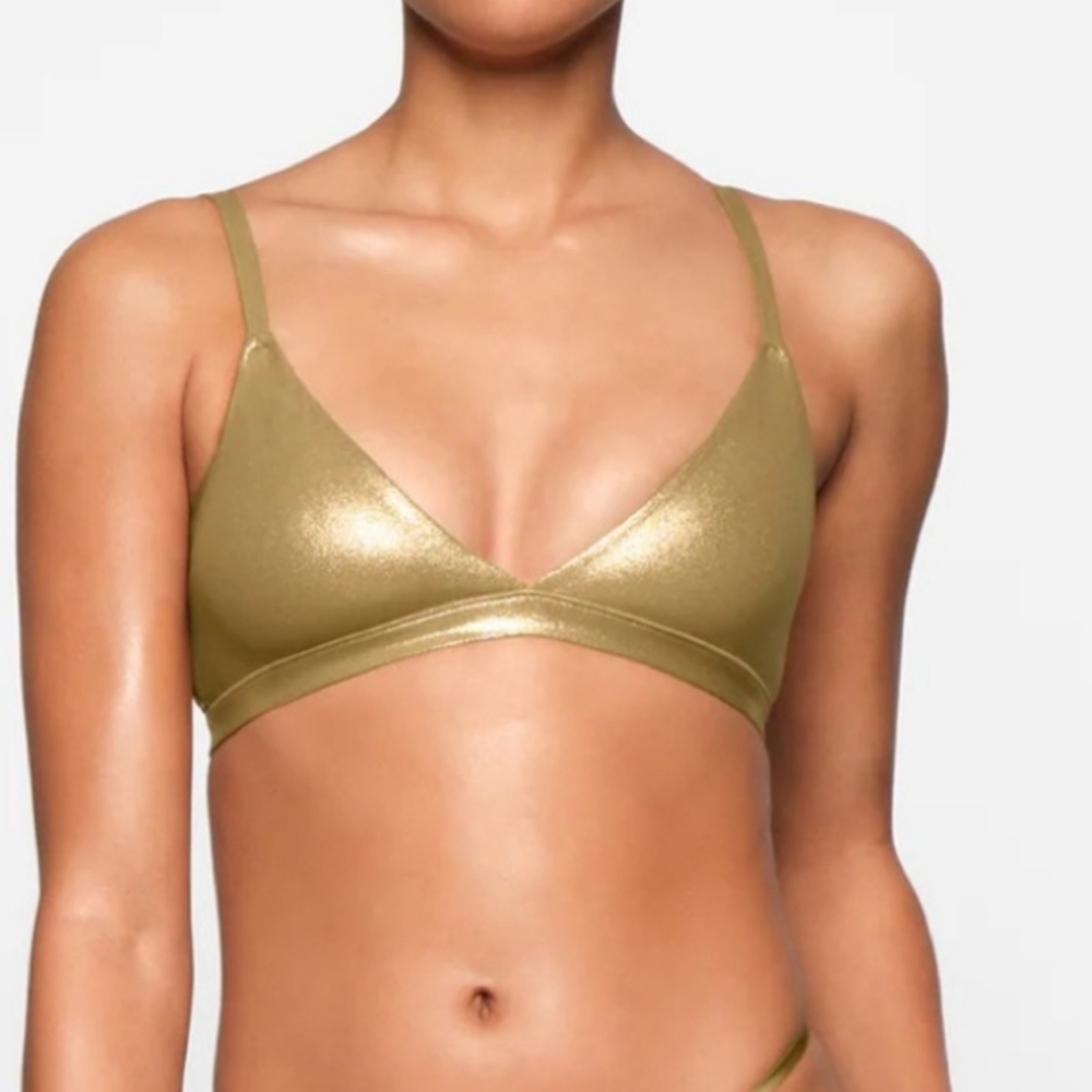 Skims FITS EVERYBODY Crossover BRALETTE Bra Gold Size Large NWT